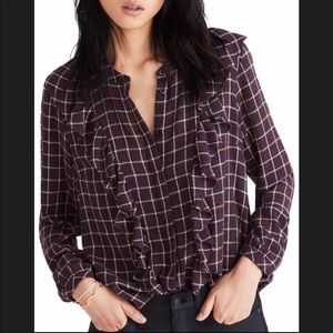 Madewell rich plum button up blouse Sz SMALL